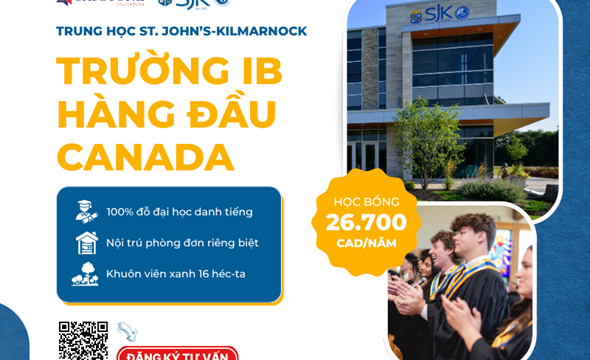 Khám phá lộ trình IB quốc tế và học bổng 26.700 CAD/năm tại trung học St. John’s-Kilmarnock (Canada)